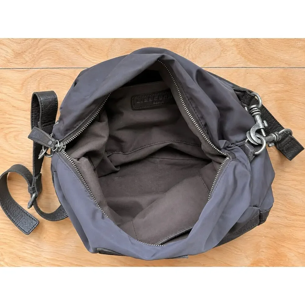 Liebeskind Berlin Ramona C Brown Nylon Leather Hobo Crossbody Shoulder Bag